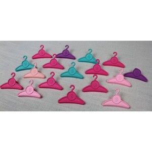 17 Pc Vintage Barbie Clip Hanger Set Assorted Colors Spring Pink Blue Purple